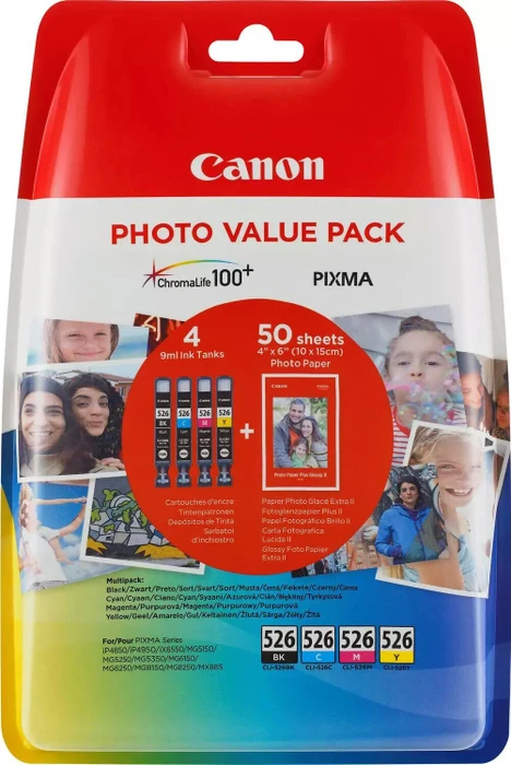 Canon CLI-526 Multipack + Fotopapier PP-201