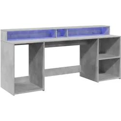 Helloshop26 - Schreibtisch Tisch Arbeitsplatz Computermöbel Schreibtisch mit LED-Beleuchtung 200 x 55 x 91 cm Holzwerkstoff grau 02_0023803