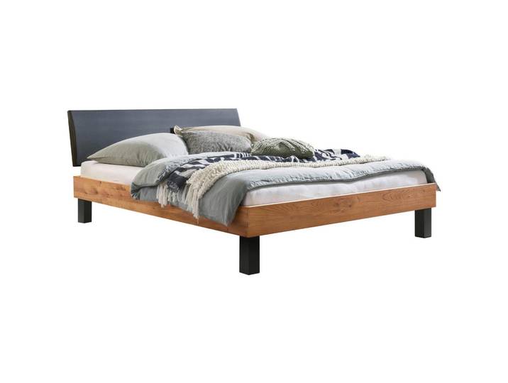 Hasena Bett, Anthrazit, Wildeiche, Metall, Wildeiche, massiv, 90x200 cm, Über- und Sondergrößen erhältlich, in verschiedenen Holzarten Größen erhältlich, Schlafzimmer, Betten, Einzelbetten