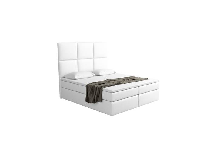 Design Boxspringbett „Maravella“ mit Ablagefach, Kunstleder Weiss BLOOMINGLOFT Collection