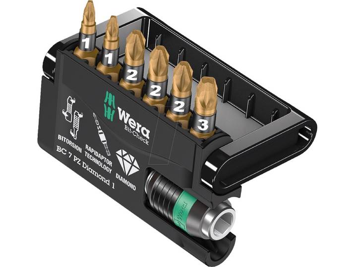 Wera 05057412001 7-delige Bit-Check 7 Diamond Bitset - Pozidrive