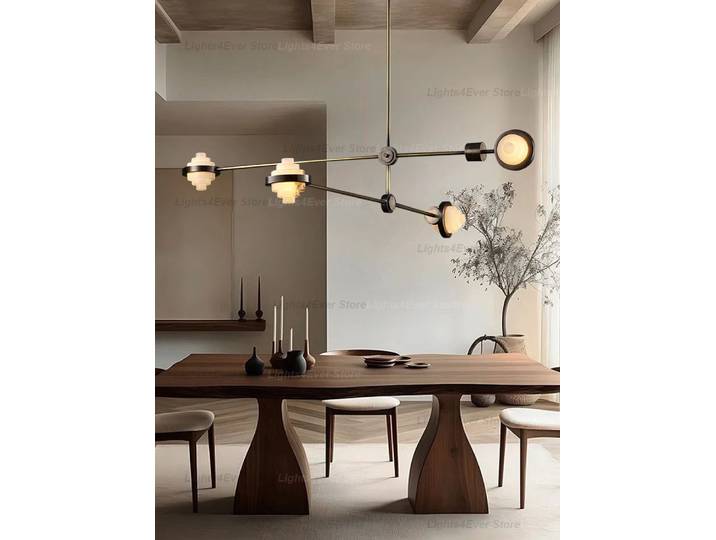 Nouveau design 2026 : Lustre moderne en albâtre fait main, suspension élégante en marbre, lampe pour salle à manger et salon