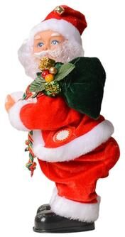 Uplifted Goods Creative Electric Santa Claus Plush Holiday Decoration c 10.24in