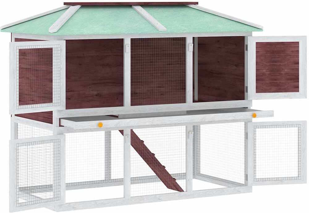 vidaXL Cage double pour animaux Marron Bois