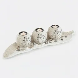 Relaxdays Teelichthalter Set Sand Weiß,Creme,Grau