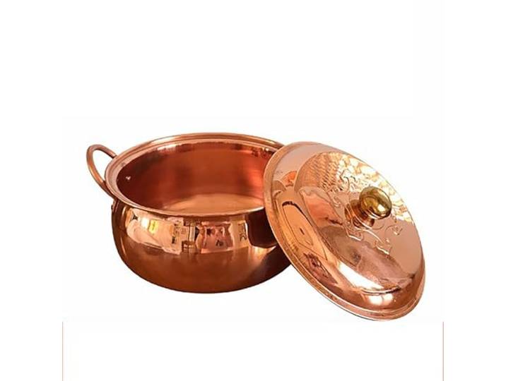 Kupfer-Suppentopf, tibetischer handgefertigter Kupfer-Schmortopf mit Deckel Kupfer-Finish, inklusive Deckel for Induktionsherde, Restaurant, Camping, Party, Picknick(28cm)