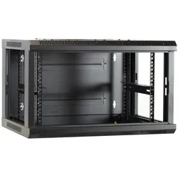Dsit 6U wandkast / serverbehuizing - Set - met glazen deur - 600x450x368mm - 19 inch (6 HE, 19 Zoll Rack), Serverschrank, Schwarz