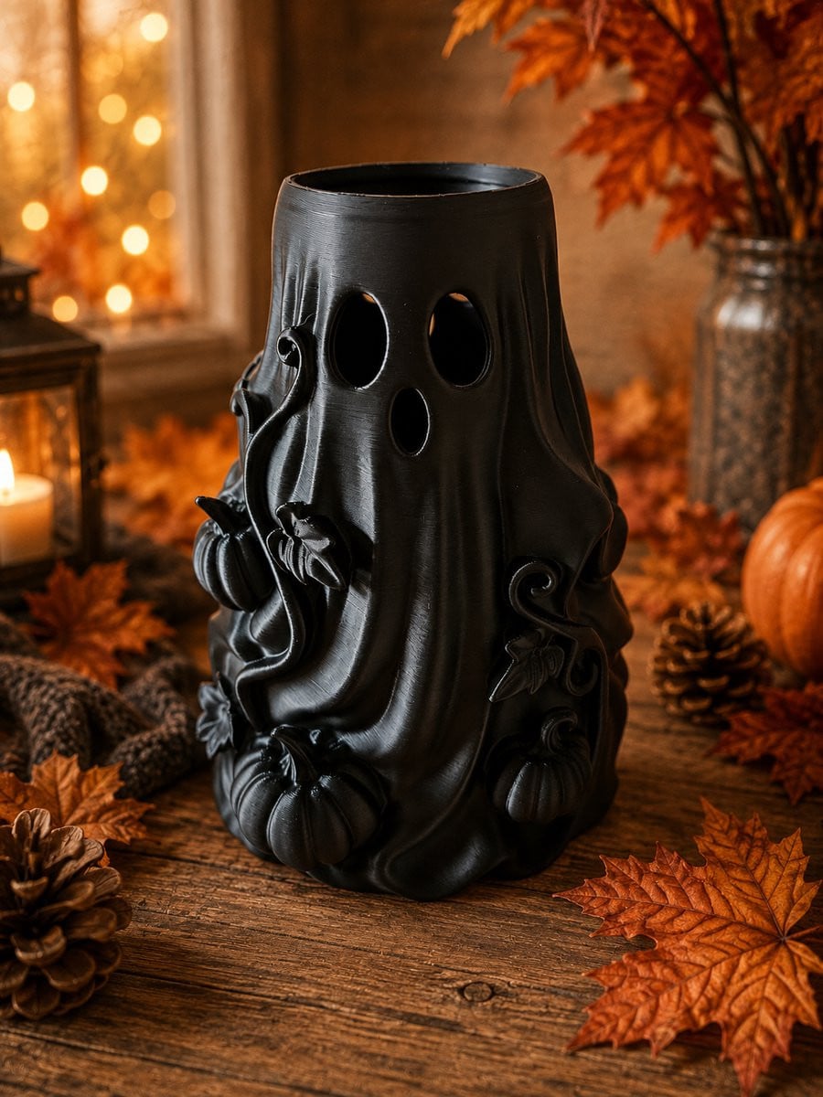 3D-geprinte Spook Vaas - Zwarte Halloween Decoratie