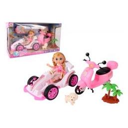 Pro Kids Puppe mit Fahrzeugen: einem Rennwagen und einem Roller (65614270)