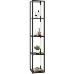 Helloshop26 - Stehlampe 29 x 29 x 163 cm mit 4 Ablageflächen und drehbaren LED-Leuchtmitteln im Vintage-Stil aus Walnuss-MDF 20_0012283