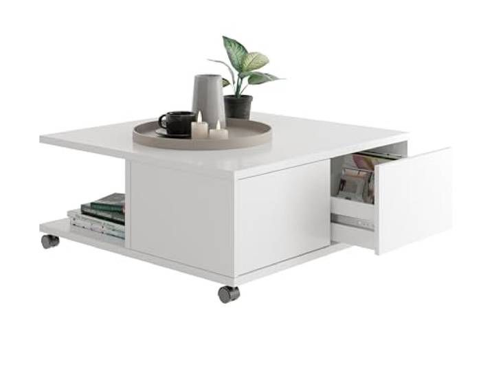möbelando Couchtisch >Twin 1< in weiß - 70x36x70cm (BxHxT)