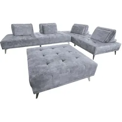 MODULSOFA MIT HOCKER WIOLO Grau Velvet