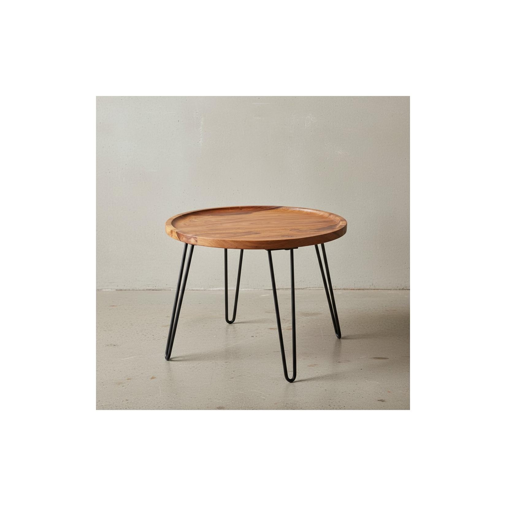 KADIMA DESIGN Sheeshamholz Couchtisch, Haarnadelbeine, modernes Design, große Ablagefläche.