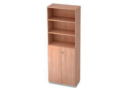 Regalschrank 6 OH, 3 OH geschlossen, B 800 x T 420 mm, Nussbaum-Dekor