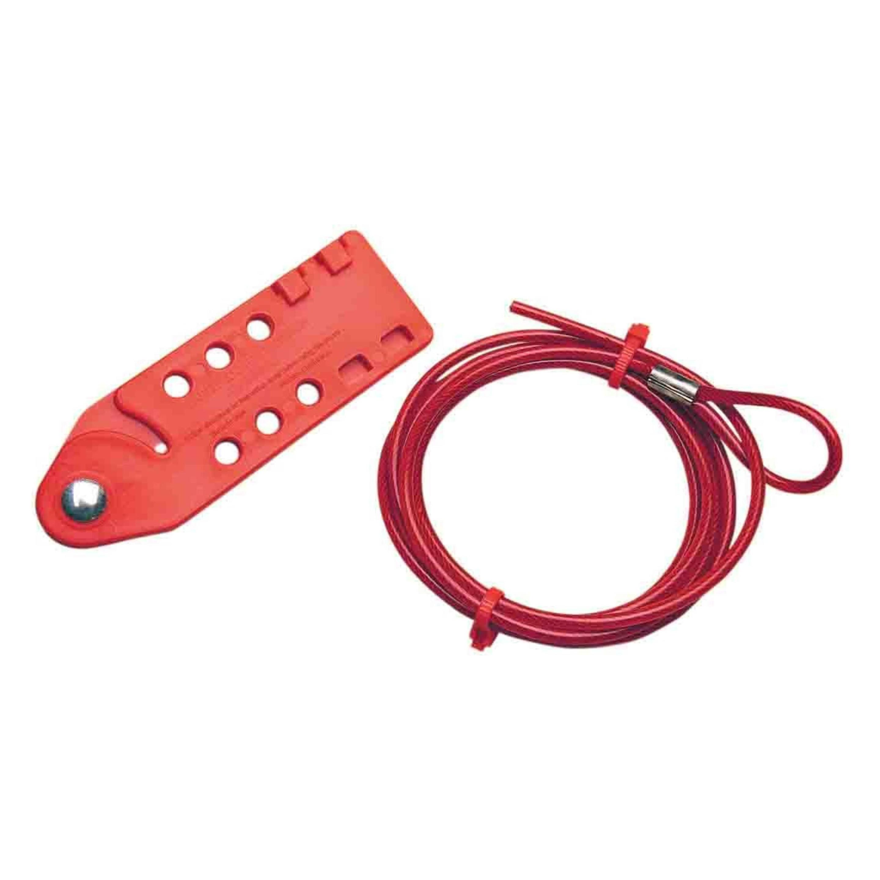Brady Kabelverriegelungssystem, Rot, mit 1,8 m kunststoffbeschichtetes Stahl-Kabel (800112)