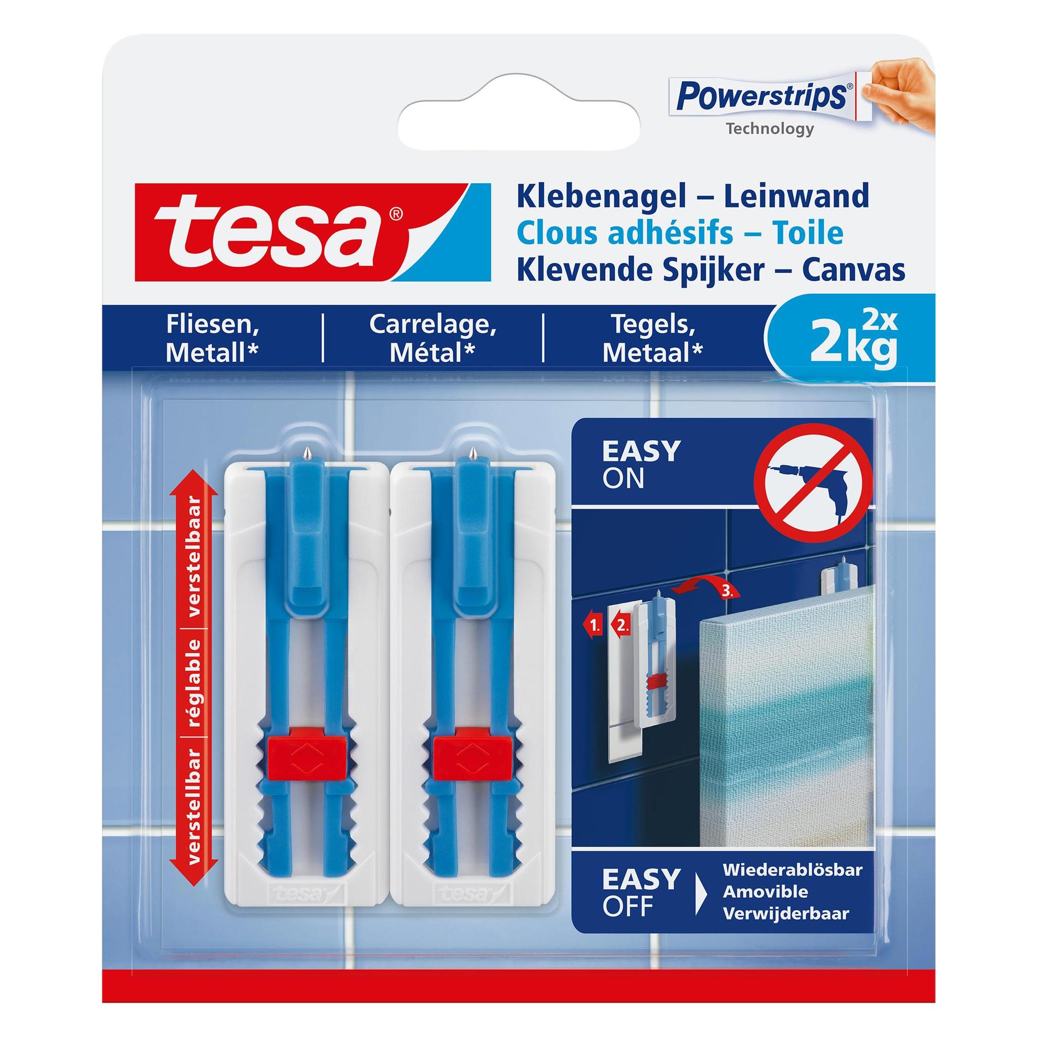 tesa Klebenagel für Fliesen & Metall, ideal für Leinwand & Keilrahmen (77768-00000-00)