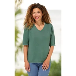 Leinen-Mix-Pullover in salbei in Größe 48/50 von DW-Shop, Salbei, 48/50