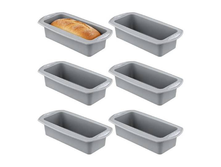 LuxusKollektion Kastenform Brotbackform Silikon 6er Set 28cm Grau, (6-tlg)