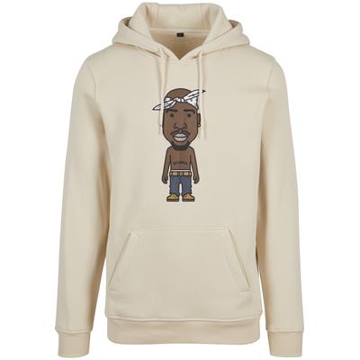 Kapuzenpullover MISTERTEE "MisterTee Herren LA Sketch Hoody", Herren, Gr. XS, beige (sand), 100% Baumwolle, mehrfarbig, normal, ohne Ausschnitt, Pullover Kapuzenpullover