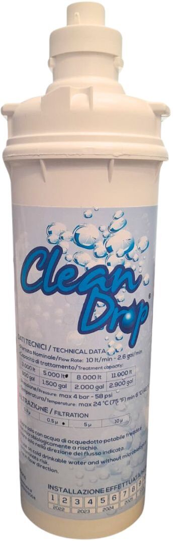 Filtro Clean Drop Carbone Carbon Block - Argentizzato 5000lt