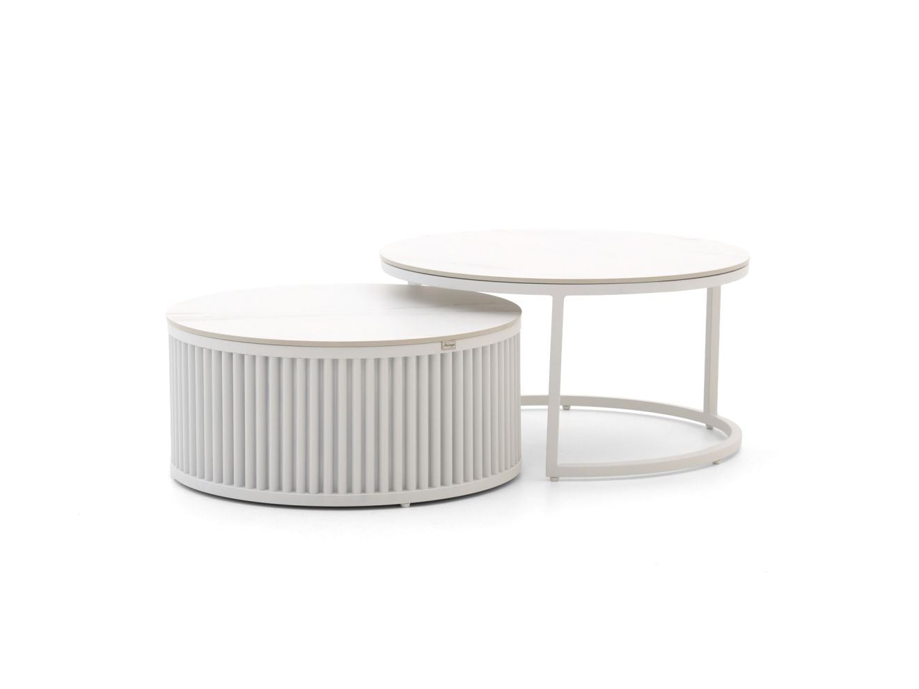 Bellagio Loungetafel Bellagio Rond Tuintafel Sintered Stone Wit Ø85cm