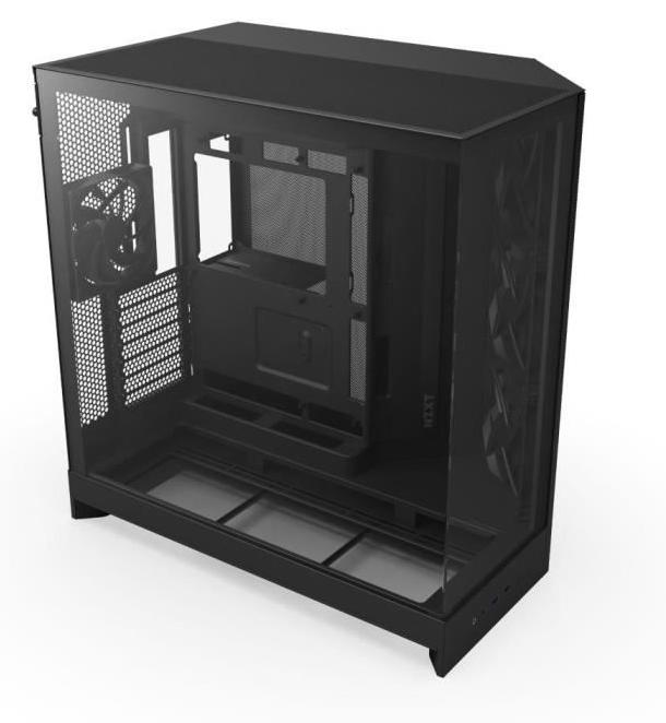 Gehäuse, NZXT H9 Flow, Midi-Tower Dual Chamber, bis zu 420mm Radiator, Tempered Glass, Schwarz
