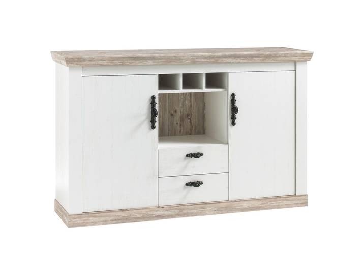 Mid.you Sideboard, Pinien, Hellbraun, 4 Fächer, 2 Schublade(n) Schubladen, 167x104x44 cm, stehend, Wohnzimmer, Kommoden & Sideboards, Sideboards