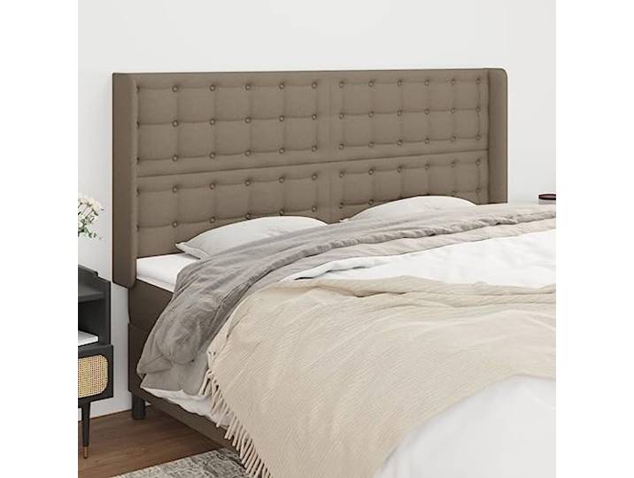 RJPLMFV Kopfteil mit Ohren, Taupe, 163 x 16 x 118/128 cm Langlebiger, atmungsaktiver Stoff, stabile Holzfüße, höhenverstellbar, ideal zum Lesen und Fernsehen