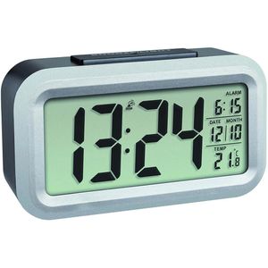 TFA Wecker 60.2553.01 Lumio Plus, silber, digital, Thermometer, Datumsanzeige, Funkuhr