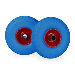 Relaxdays 8 x Sackkarrenrad Vollgummi blau-rot Blau,Rot