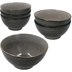 Mäser Prospero 6x Salatschale braun Ø16cm 600ml Porzellan Beilagen Schüssel