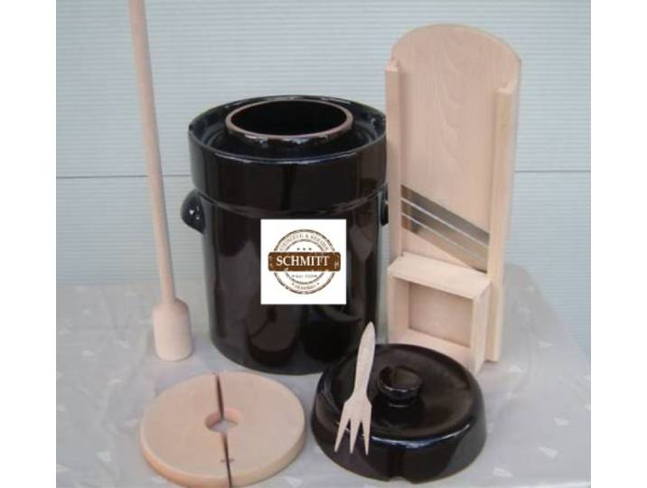 15 Liter Gärtopf aus Steinzeug Sauerkrauttopf mit Krauthobel Stampfer Gabel