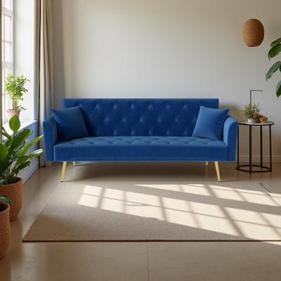 ZWYO HOSIMU 72'' Velvet Convertible Foldable Sleeper Sofa with Tufted Back and 3 Adjustable Postures
