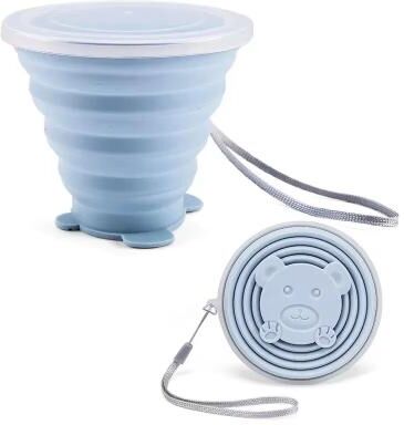 Perfect Picks Market Portable Silicone Folding Water Cup Heat Resistant, Foldable, Collapsible Mug For Travel, Outdoor, And Camping Use blue