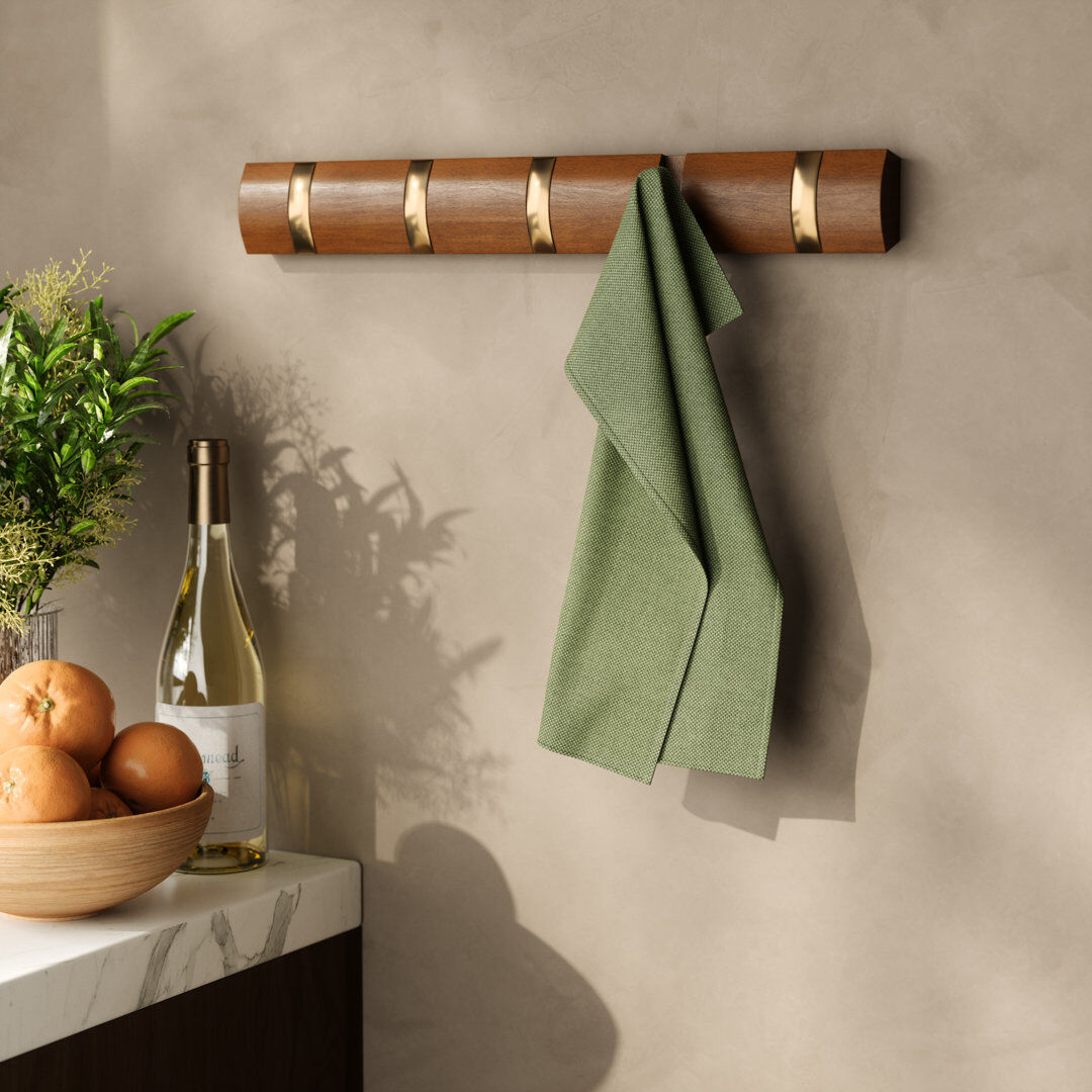 Umbra Flipper Hook Light Walnut/Warm Gold 7cm H X 55.25cm W X 3.8cm D