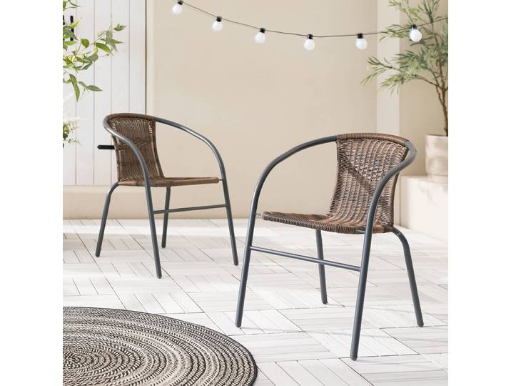 Gartenstuhl Ronas 2er-Set Gestell: Eisen, pulverbeschichtet Geflecht: Polyrattan Braun/Braun 52 x 71 x 61cm