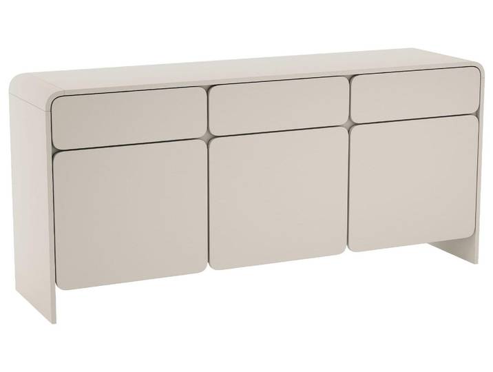Selsey Lummo - Buffet 3 portes avec 3 tiroirs\, gris cachemire\, 156 cm