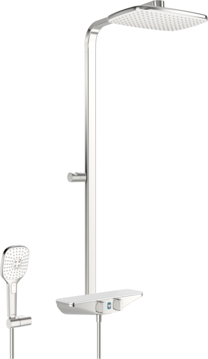 Hansaemotion Brause-Thermostat 5865017282 AP, Batteriebetrieb, 3-strahlig, Sicherheitsglas, chrom/weiss