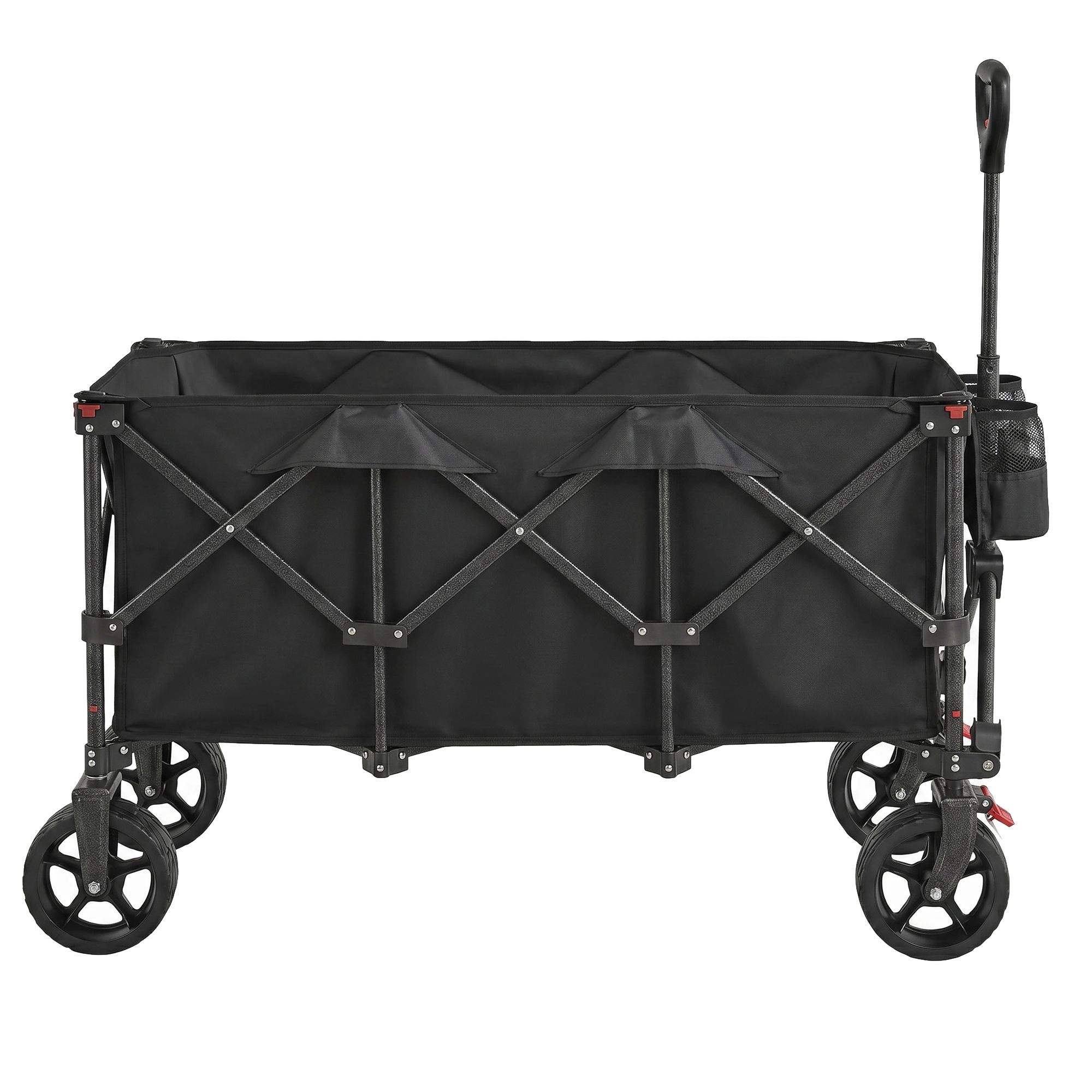 SONGMICS Faltbarer Handwagen mit Griff, Bollerwagen, 4 abnehmbare Rollen GFWB35200B101