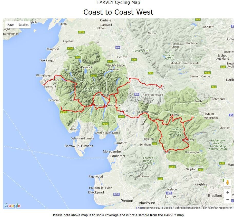Carte cycliste - Coast to Coast Ouest XT60   Harvey Maps - Cycling maps