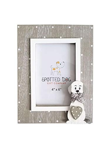 Spotted Dog Gift Company Houten Fotolijst met Hondenmotief, Grijs, 10x15 cm