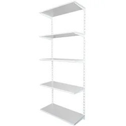 Biedrax Wandregal - Grundregal 50 x 80 x 200 cm, Farbe weiss - 5 Fachboden grau