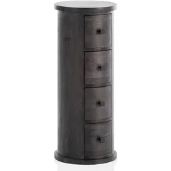 KOMMODE – Mango Massivholz, 34x85x34 cm, 4 Schubladen, schmal, schwarz