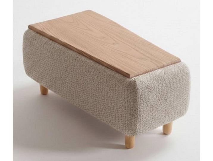 JVmoebel Hocker Zwischentisch Beige Modern Holzoberfläche Holzbeine Kante (1 St)