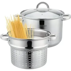 Klausberg Set di Pentole con Inserto per Pasta, Pfanne + Kochtopf, Silber