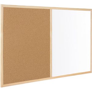 Bi-Office Kombitafel Budget MX03001010, 2 in 1, braun / weiß, Kork-Pinnwand & Whiteboard, mit Holzrahmen, 60 x 40 cm