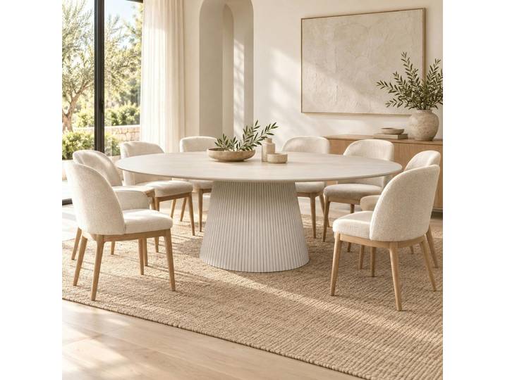Table à manger ovale en bois beige 240 cm CALERO