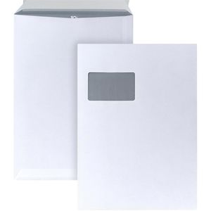 Posthorn Versandtaschen weiß, C4, mit Fenster, haftklebend, aus Papier, 250 Stück