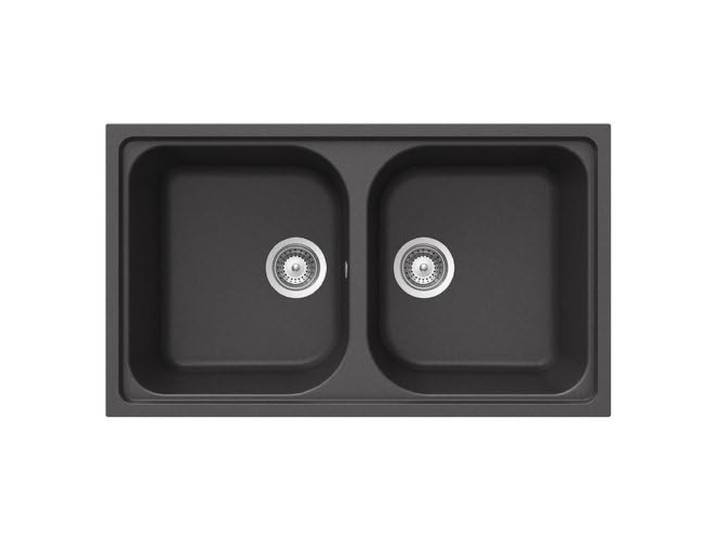 SCHOCK - Lithos N200 Küchenspüle mit 2 Becken, 860 x 500 mm, Schwarz Cristalite® Material