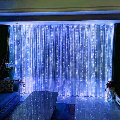 Uplift Picks Remote Control USB Curtain String Lights For Christmas And Parties blue 3x1m 100leds